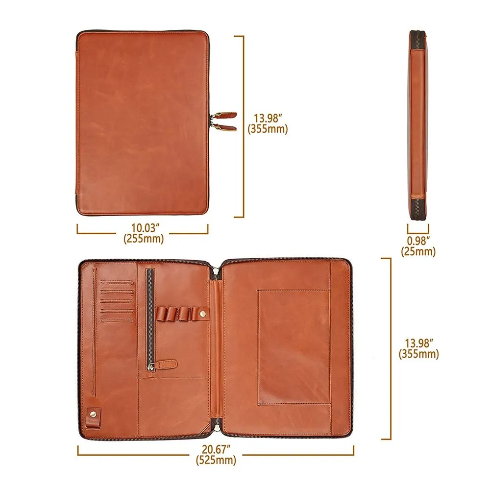 Leather Business Portfolio with Zipper Leather Business Portfolio with Zipper