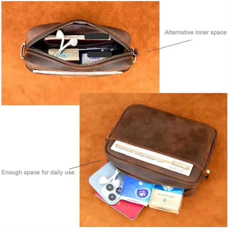 crazy horse leather clutch bag