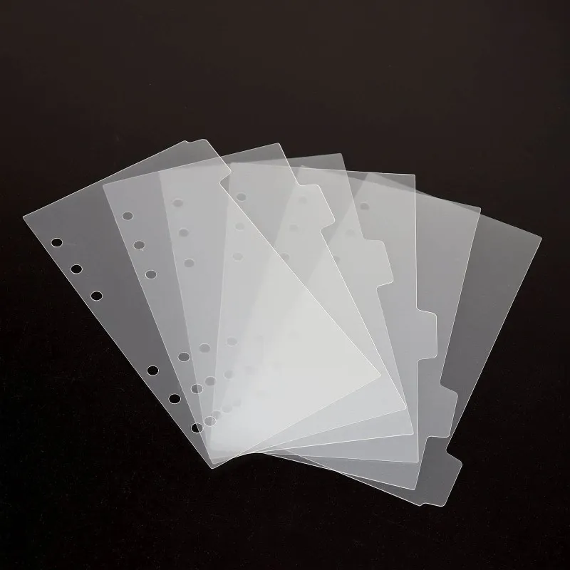 Plastic A5 Binder Index Dividers Transparent 6pcs T Plastic A5 Binder Index Dividers Transparent 6pcs T