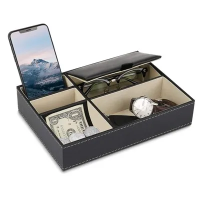 Oppbevaringsboks for skrivebord i lær