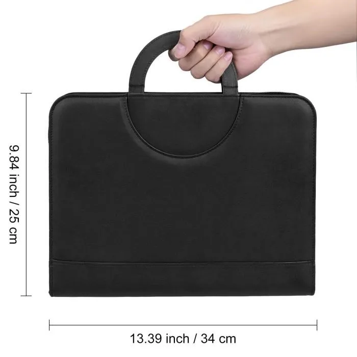 Document Case PU Leather Zip Folder
