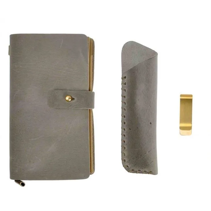 Small Grey Cover Leather Notebook Elastic Small Grey Cover Leather Notebook Elastic