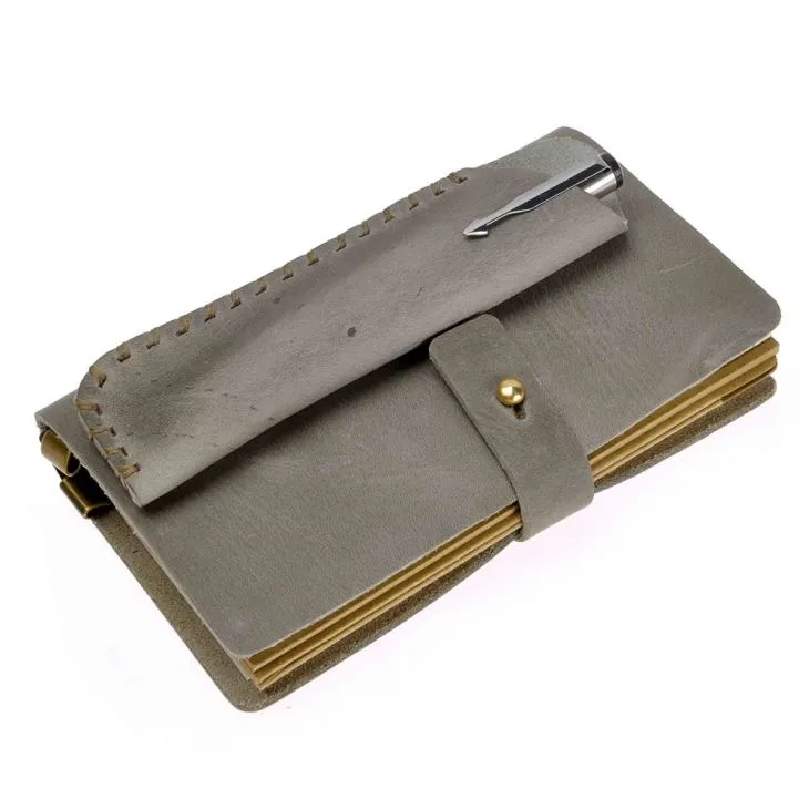 Small Grey Cover Leather Notebook Elastic Small Grey Cover Leather Notebook Elastic