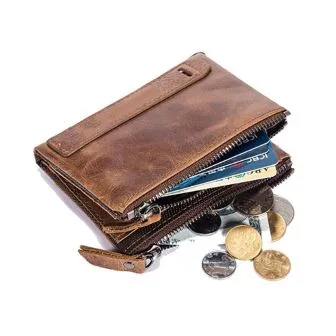 Bifold glidelås PU Leder Card Holder Women