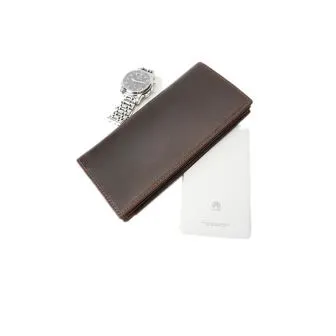 Brun Lang Leder Kort Holder Wallet