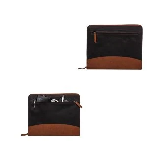Farge Matching Zippered Leather Portfolio Bag