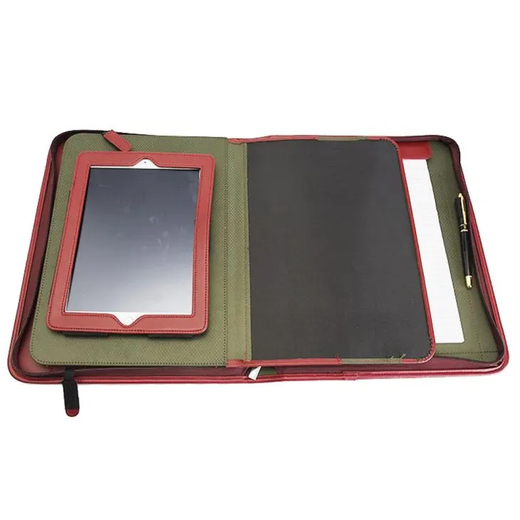 contrast color leather portfolio