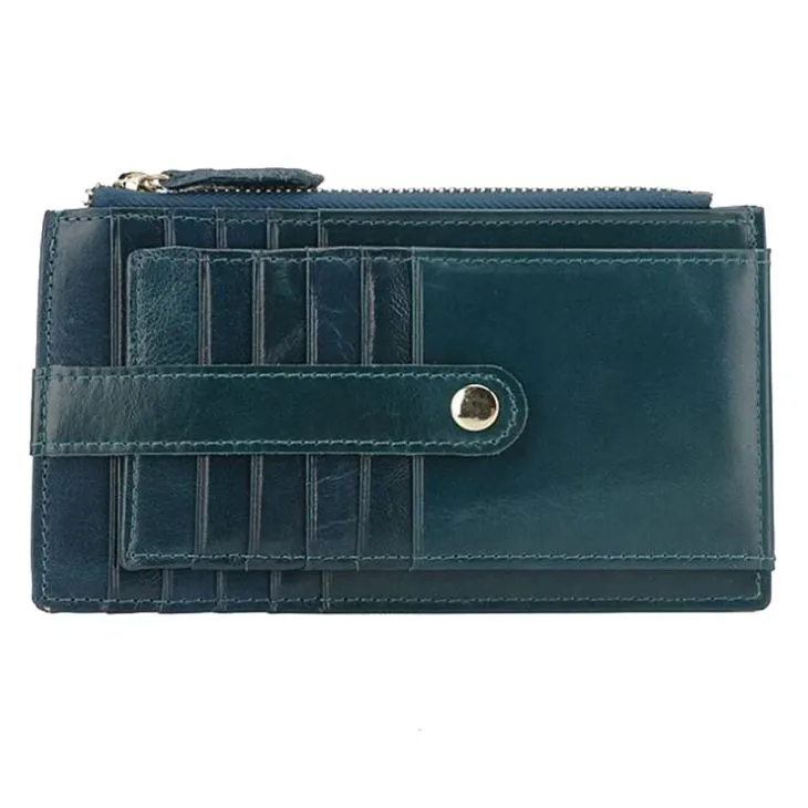 Blue Long Leather Card Holder