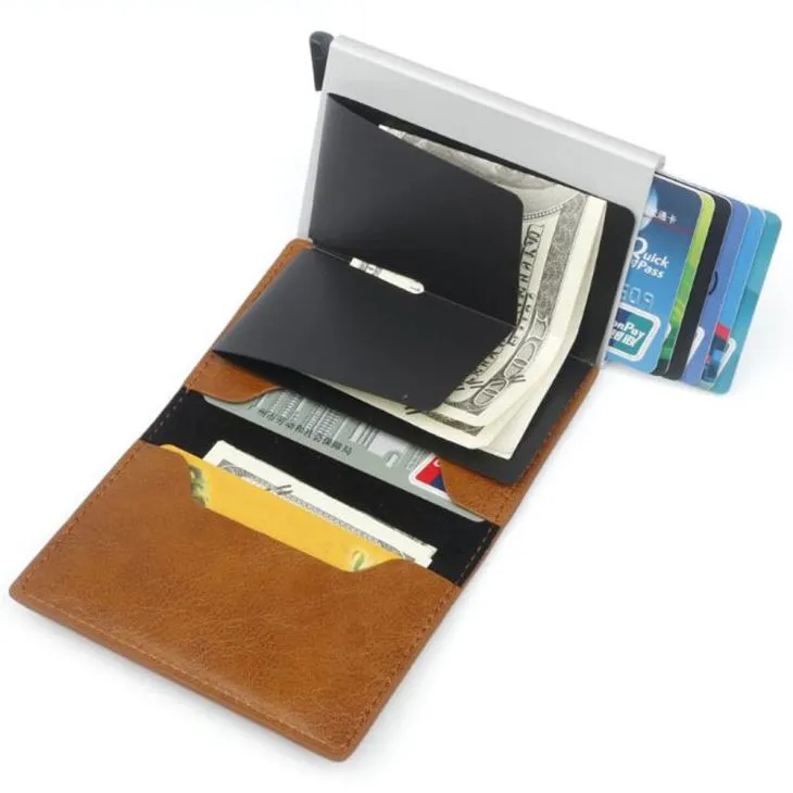RFID Genuine Leather  Card Holder with pocket