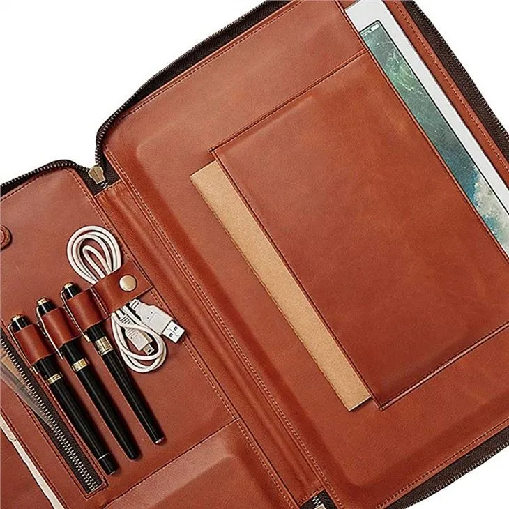 Leather Business Portfolio With Zipper Leather Business Portfolio With Zipper