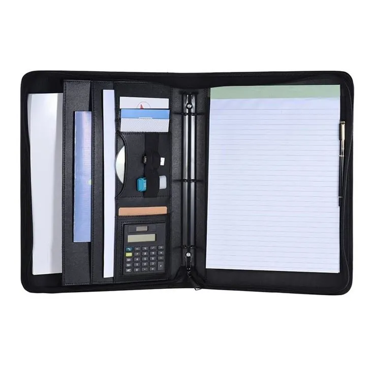 Business Portfolio Leather Ring Binder Folder
