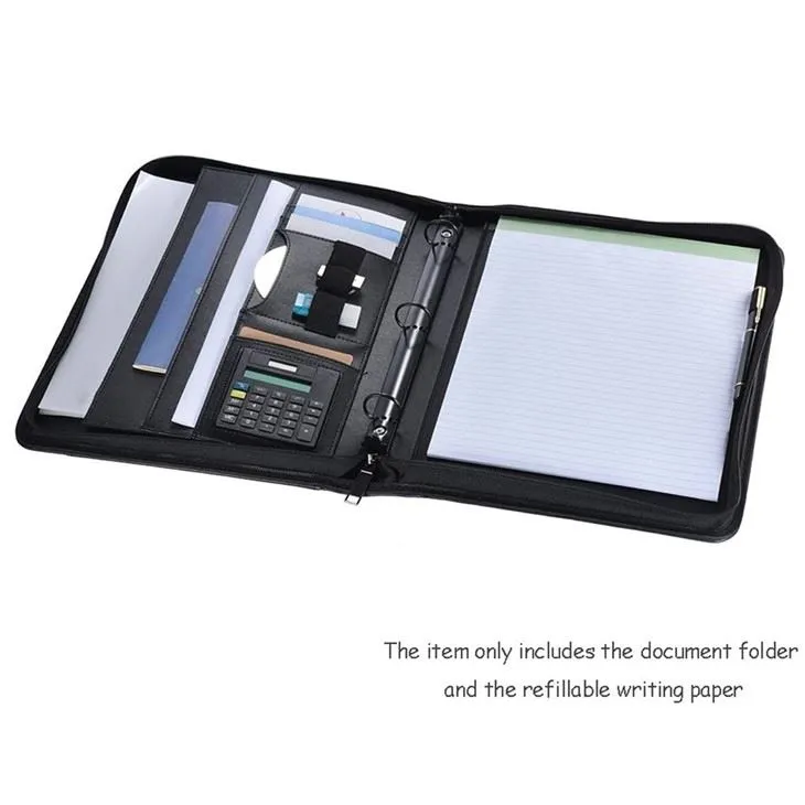 Business Portfolio Leather Ring Binder Folder