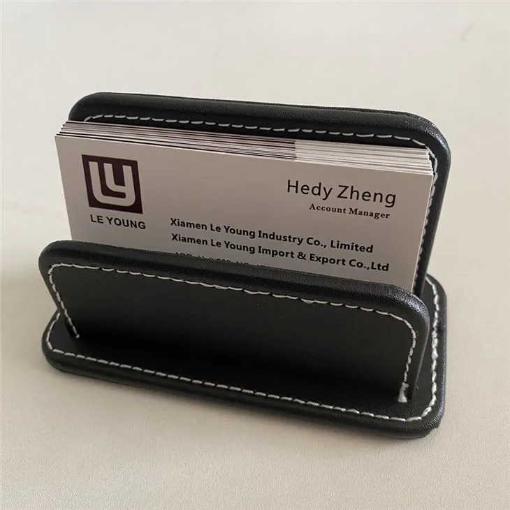 Faux Leather Desktop Name Card Stand
