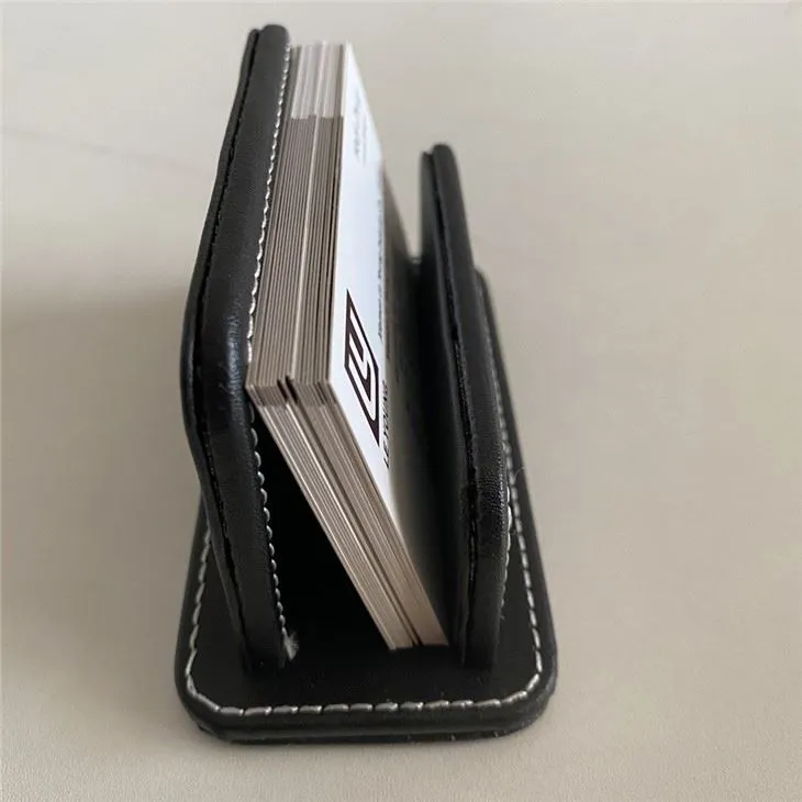 Faux Leather Desktop Name Card Stand