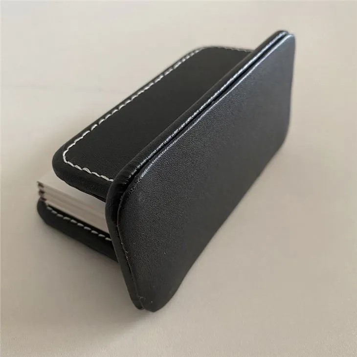 Faux Leather Desktop Name Card Stand
