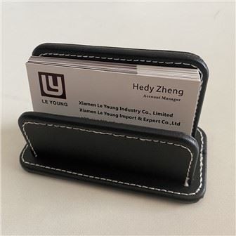 Faux Leather Desktop Name Card Stand