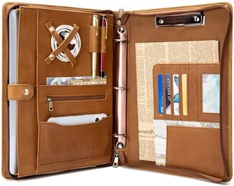 Leather Portfolio Ring Binder Organizer