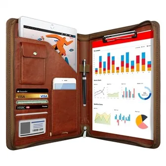 Portfoliomappe i brunt skinn